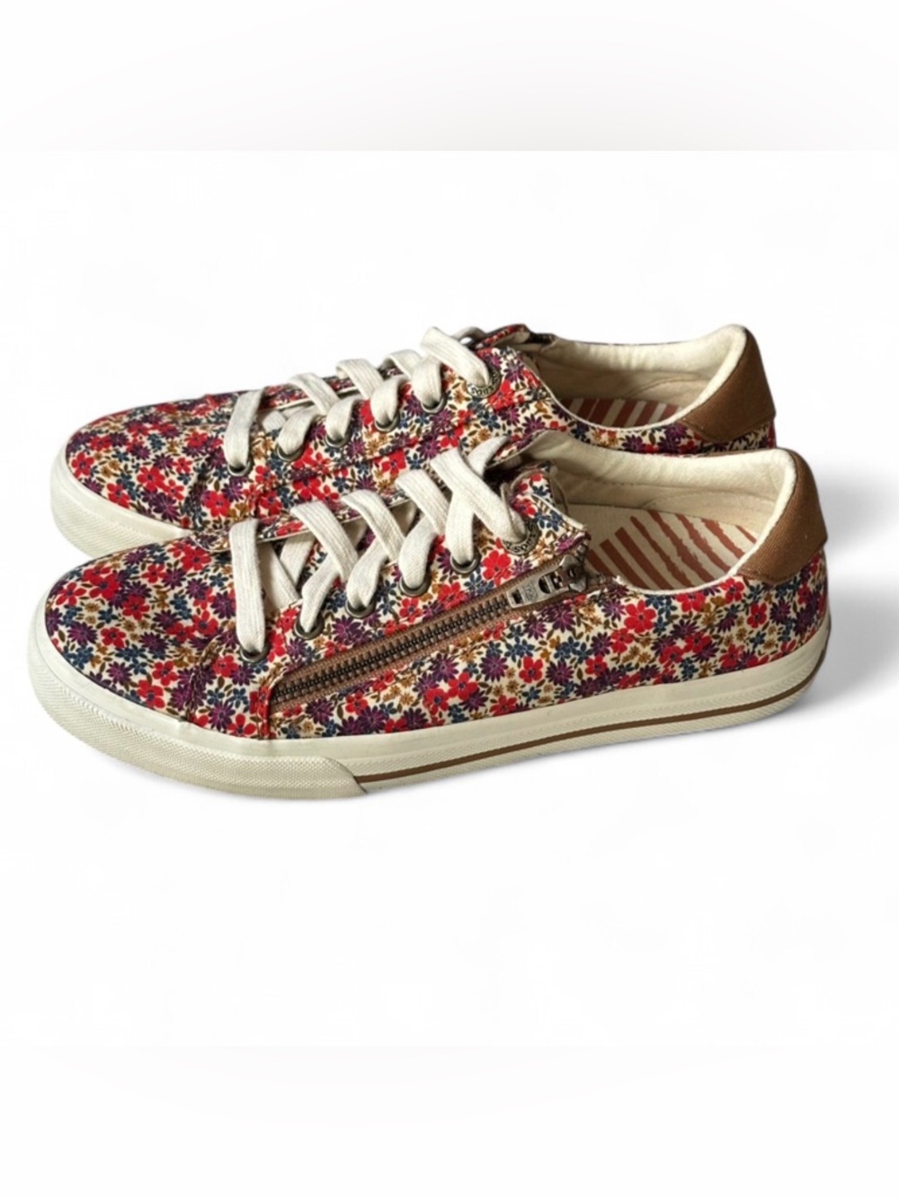 Taos Z Soul Canvas Sneaker Women’s Size 7 Floral Pattern Arch Support & Zipper - Picture 4 of 10